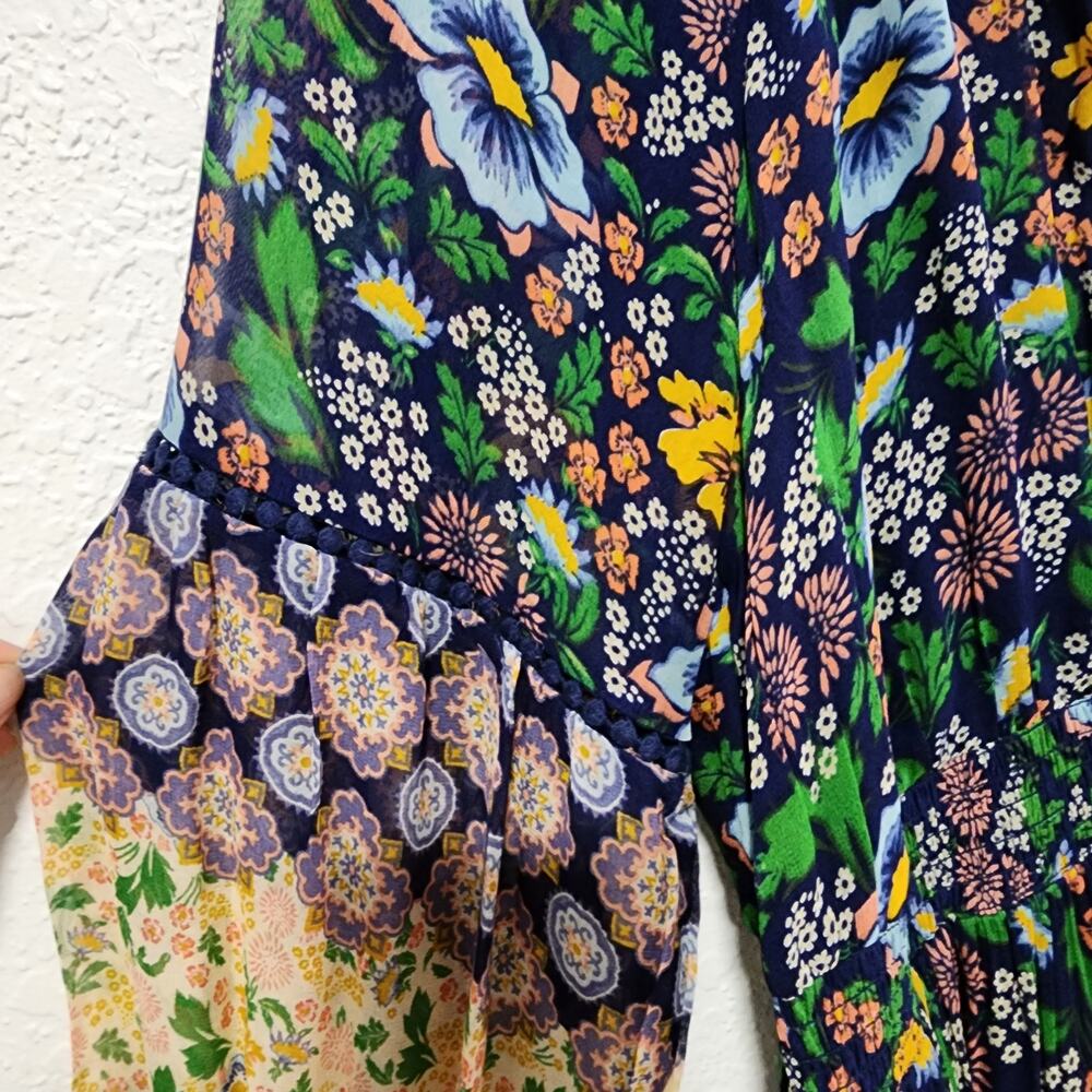 Anthropologie Floral Print Long Sleeve Elastic Waist Maxi Dress Large Petite NWT - Picture 9 of 14